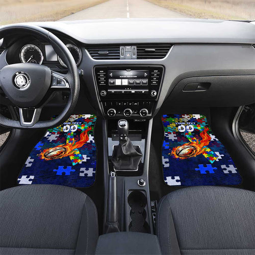 Bulldogs Autism Awareness Car Mats Puzzle Flames Rugby Ball