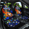 Bulldogs Autism Awareness Car Seat Cover Puzzle Flames Rugby Ball