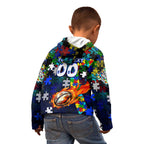 Bulldogs Autism Awareness Kid Hoodie Puzzle Flames Rugby Ball