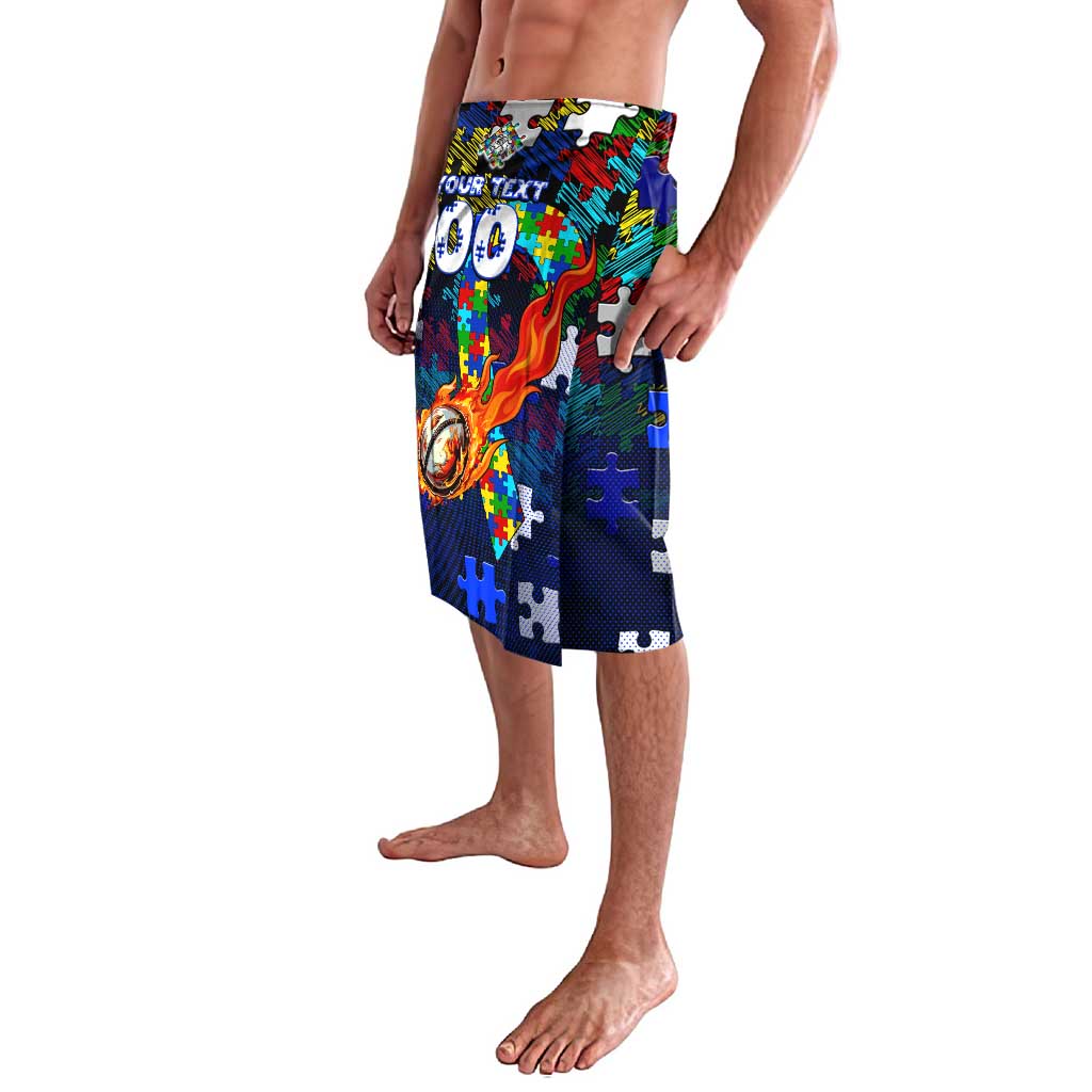 Bulldogs Autism Awareness Lavalava Puzzle Flames Rugby Ball