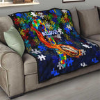 Bulldogs Autism Awareness Quilt Puzzle Flames Rugby Ball