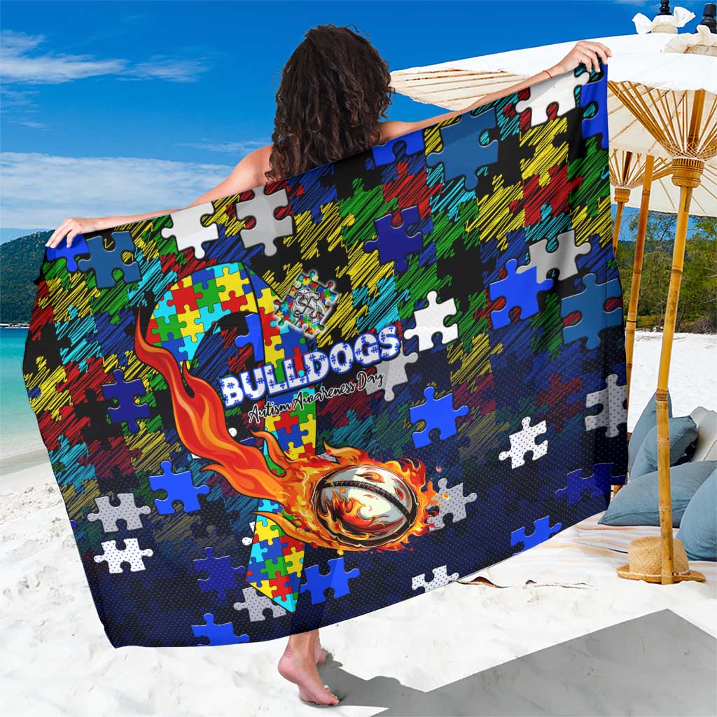 Bulldogs Autism Awareness Sarong Puzzle Flames Rugby Ball