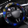 Bulldogs Autism Awareness Steering Wheel Cover Puzzle Flames Rugby Ball