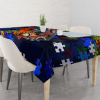 Bulldogs Autism Awareness Tablecloth Puzzle Flames Rugby Ball