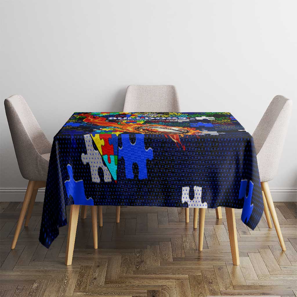 Bulldogs Autism Awareness Tablecloth Puzzle Flames Rugby Ball