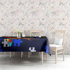 Bulldogs Autism Awareness Tablecloth Puzzle Flames Rugby Ball