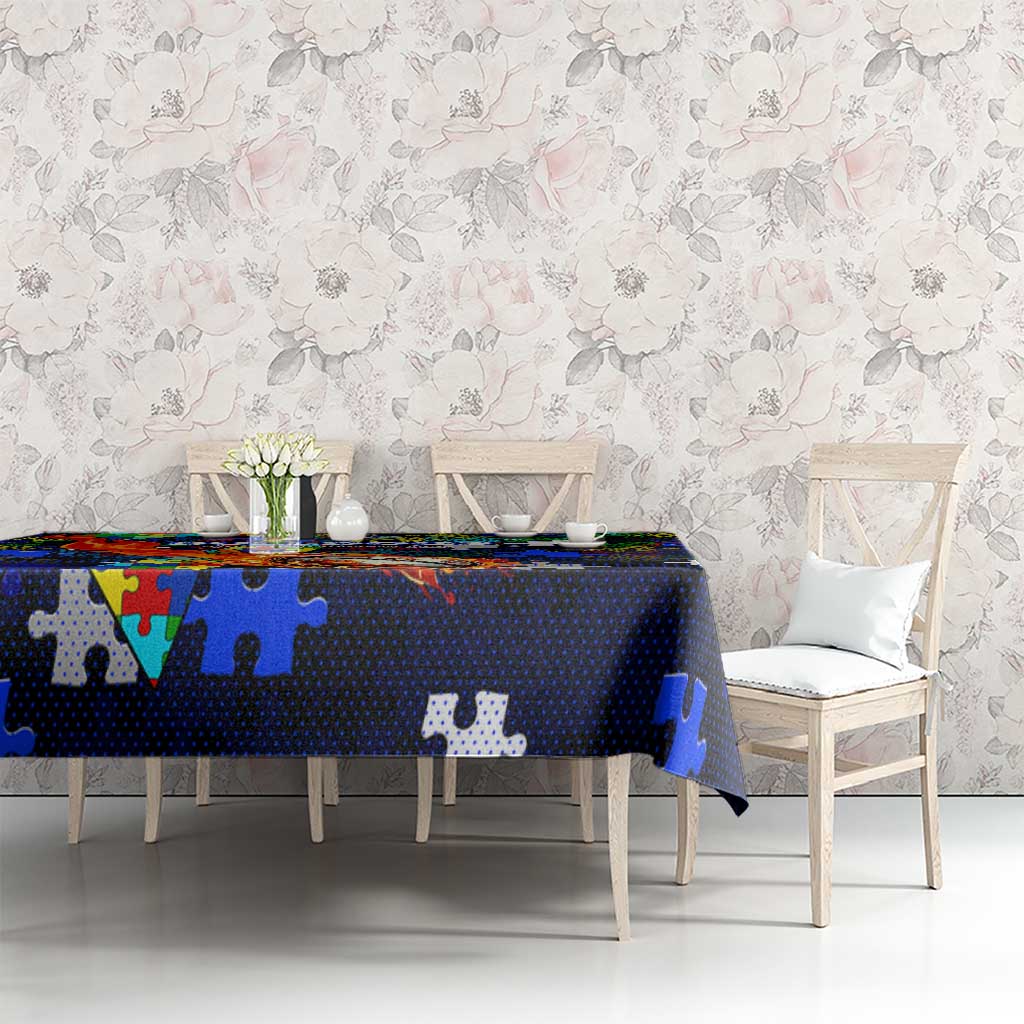 Bulldogs Autism Awareness Tablecloth Puzzle Flames Rugby Ball