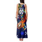 Bulldogs Autism Awareness Tank Maxi Dress Puzzle Flames Rugby Ball