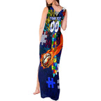 Bulldogs Autism Awareness Tank Maxi Dress Puzzle Flames Rugby Ball
