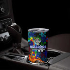 Bulldogs Autism Awareness Tumbler Cup Puzzle Flames Rugby Ball