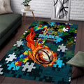 Sharks Autism Awareness Area Rug Puzzle Flames Rugby Ball
