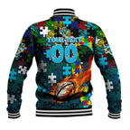 Sharks Autism Awareness Baseball Jacket Puzzle Flames Rugby Ball