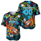 Sharks Autism Awareness Baseball Jersey Puzzle Flames Rugby Ball