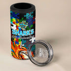 Sharks Autism Awareness 4 in 1 Can Cooler Tumbler Puzzle Flames Rugby Ball