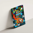 Sharks Autism Awareness Canvas Wall Art Puzzle Flames Rugby Ball