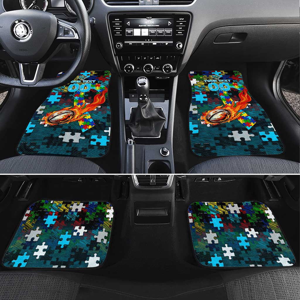 Sharks Autism Awareness Car Mats Puzzle Flames Rugby Ball
