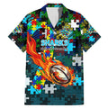 Sharks Autism Awareness Family Matching Mermaid Dress and Hawaiian Shirt Puzzle Flames Rugby Ball