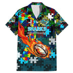 Sharks Autism Awareness Family Matching Mermaid Dress and Hawaiian Shirt Puzzle Flames Rugby Ball