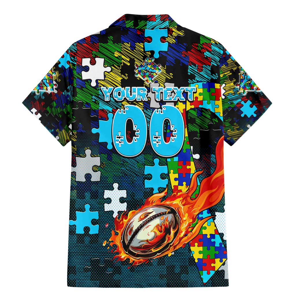Sharks Autism Awareness Family Matching Mermaid Dress and Hawaiian Shirt Puzzle Flames Rugby Ball