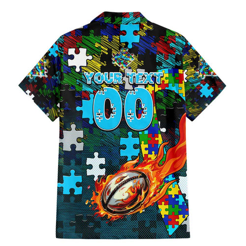 Sharks Autism Awareness Family Matching Mermaid Dress and Hawaiian Shirt Puzzle Flames Rugby Ball