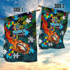 Sharks Autism Awareness Garden Flag Puzzle Flames Rugby Ball
