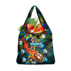 Sharks Autism Awareness Grocery Bag Puzzle Flames Rugby Ball