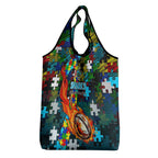 Sharks Autism Awareness Grocery Bag Puzzle Flames Rugby Ball