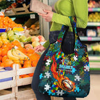 Sharks Autism Awareness Grocery Bag Puzzle Flames Rugby Ball