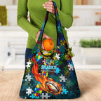 Sharks Autism Awareness Grocery Bag Puzzle Flames Rugby Ball