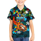 Sharks Autism Awareness Hawaiian Shirt Puzzle Flames Rugby Ball