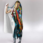 Sharks Autism Awareness Hooded Blanket Puzzle Flames Rugby Ball