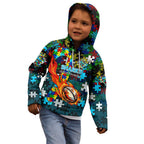 Sharks Autism Awareness Kid Hoodie Puzzle Flames Rugby Ball