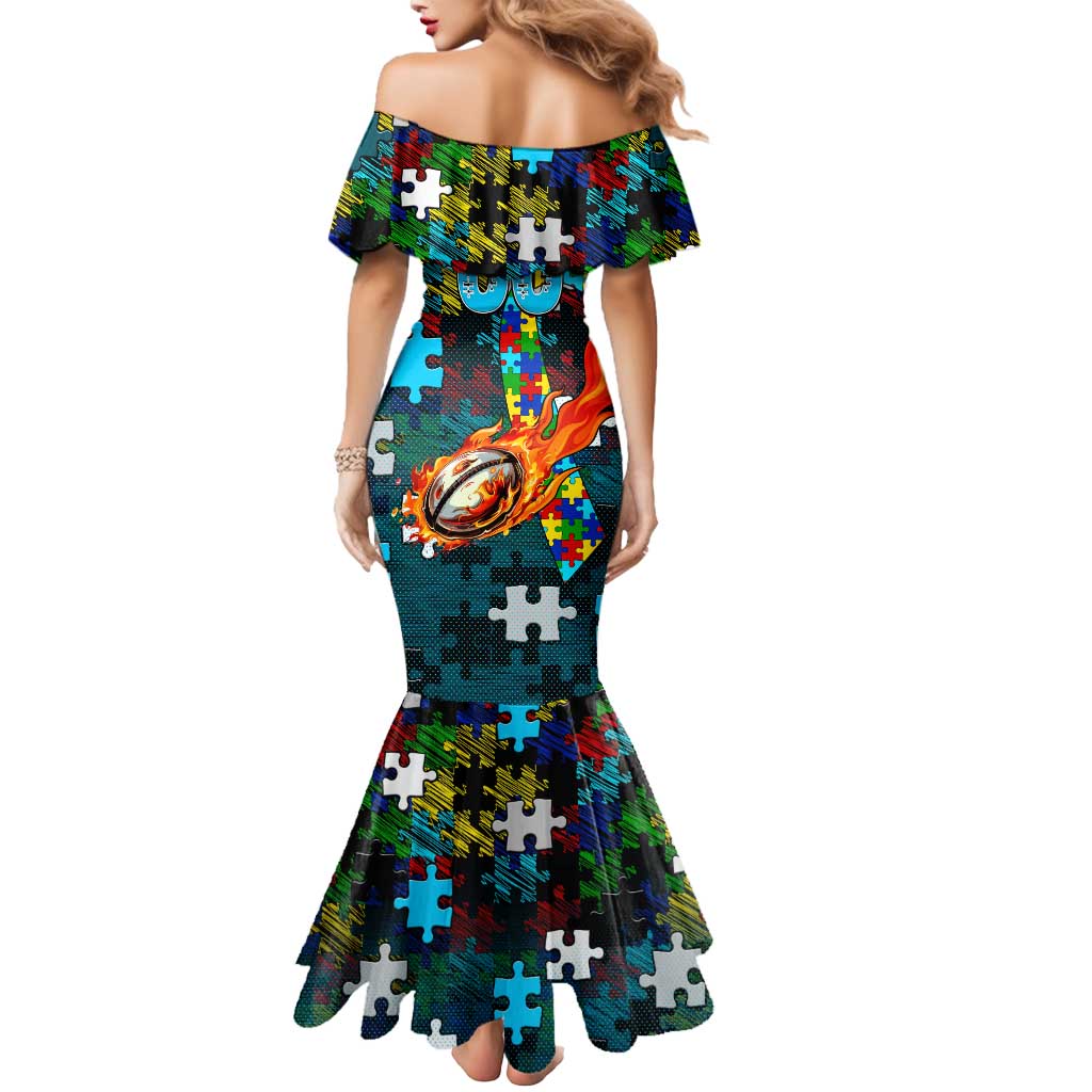 Sharks Autism Awareness Mermaid Dress Puzzle Flames Rugby Ball
