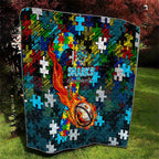 Sharks Autism Awareness Quilt Puzzle Flames Rugby Ball