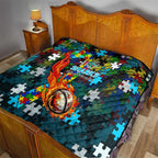 Sharks Autism Awareness Quilt Puzzle Flames Rugby Ball