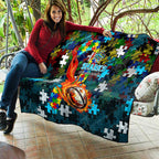 Sharks Autism Awareness Quilt Puzzle Flames Rugby Ball