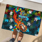 Sharks Autism Awareness Rubber Doormat Puzzle Flames Rugby Ball