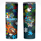 Sharks Autism Awareness Skinny Tumbler Puzzle Flames Rugby Ball