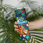 Sharks Autism Awareness Skinny Tumbler Puzzle Flames Rugby Ball