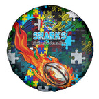 Sharks Autism Awareness Spare Tire Cover Puzzle Flames Rugby Ball