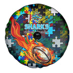 Sharks Autism Awareness Spare Tire Cover Puzzle Flames Rugby Ball