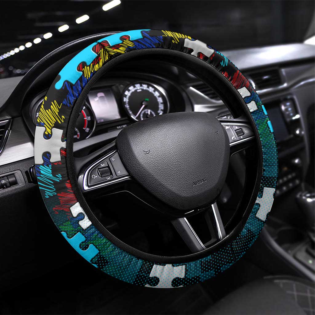 Sharks Autism Awareness Steering Wheel Cover Puzzle Flames Rugby Ball