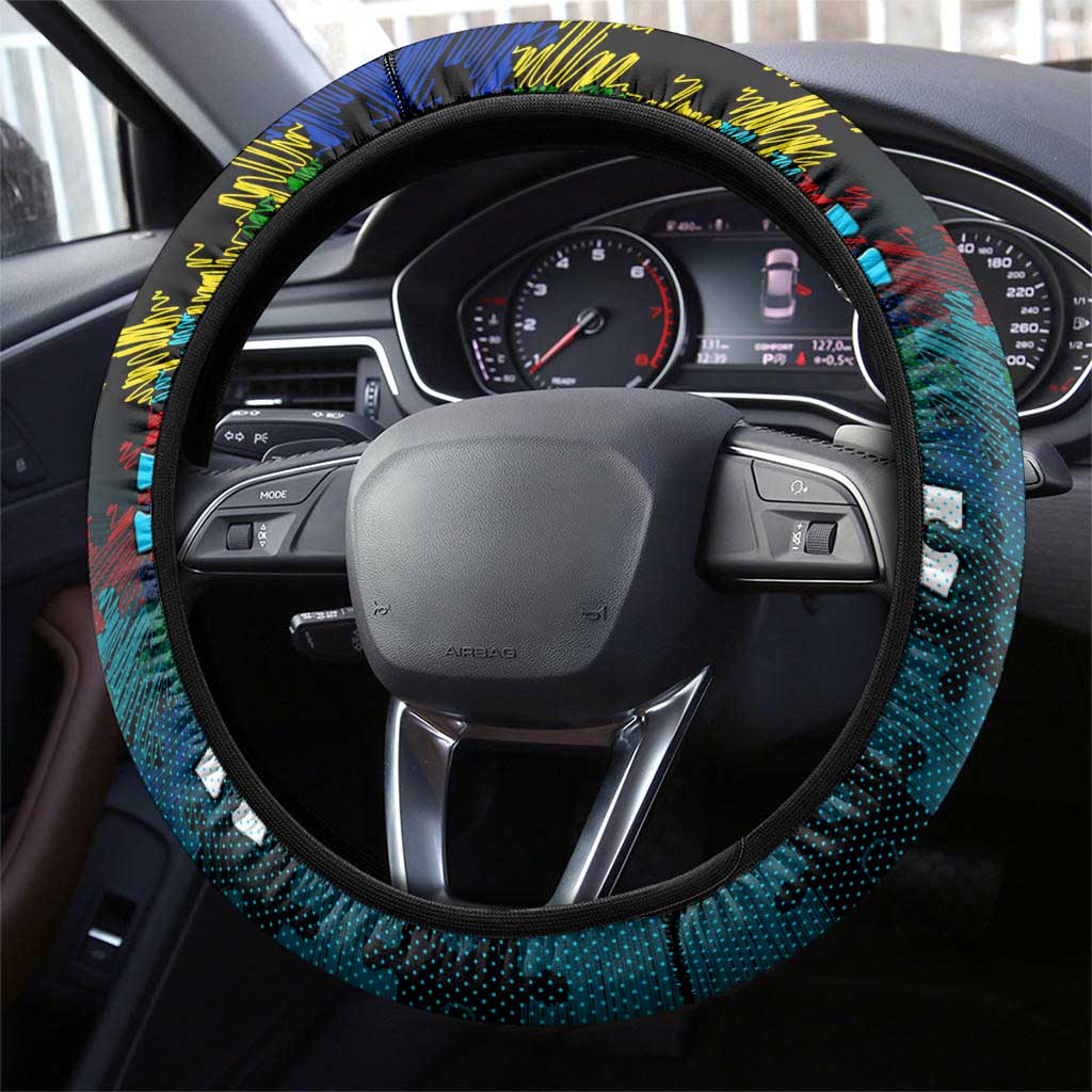 Sharks Autism Awareness Steering Wheel Cover Puzzle Flames Rugby Ball