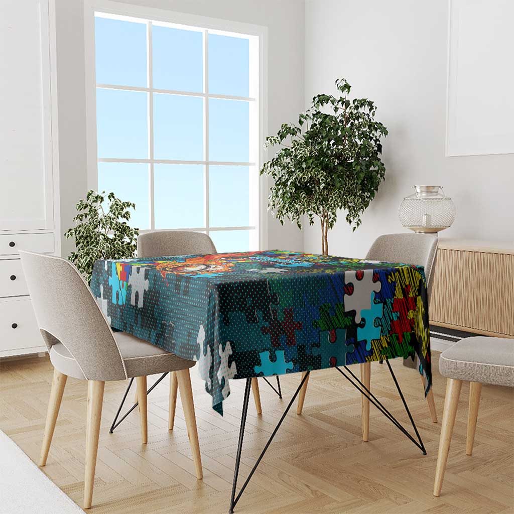 Sharks Autism Awareness Tablecloth Puzzle Flames Rugby Ball