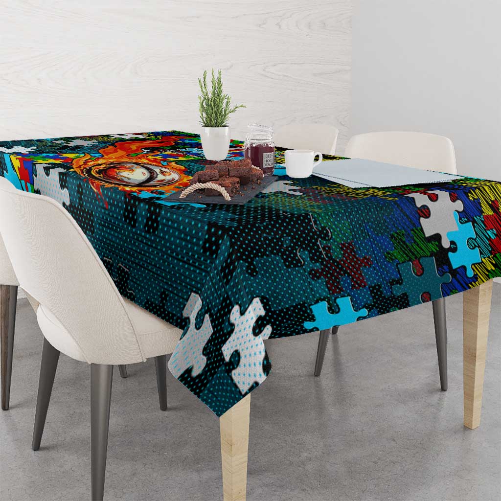 Sharks Autism Awareness Tablecloth Puzzle Flames Rugby Ball