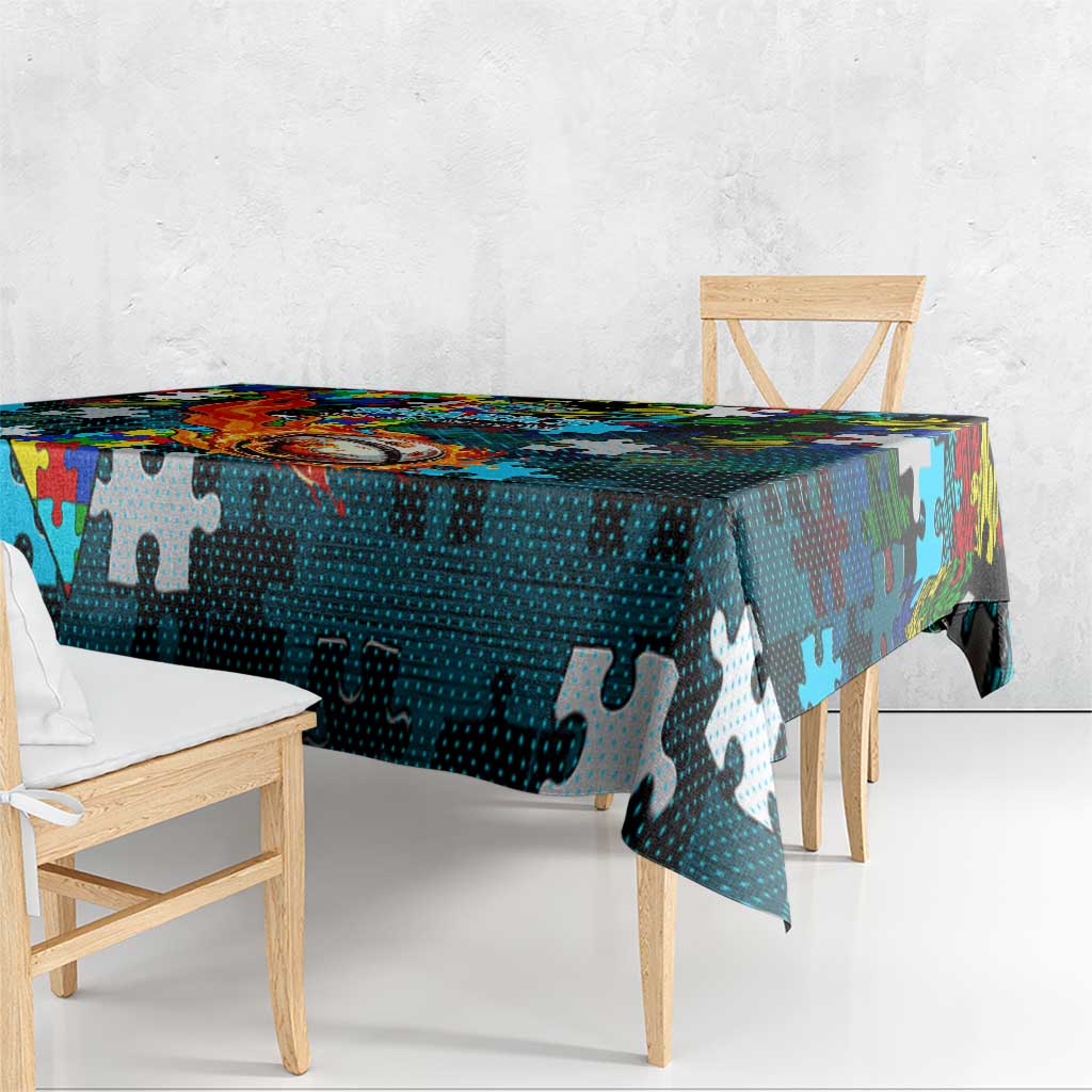 Sharks Autism Awareness Tablecloth Puzzle Flames Rugby Ball