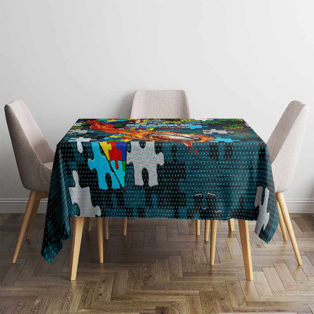 Sharks Autism Awareness Tablecloth Puzzle Flames Rugby Ball