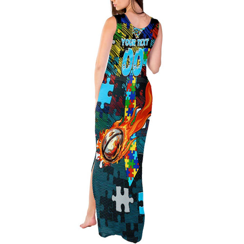 Sharks Autism Awareness Tank Maxi Dress Puzzle Flames Rugby Ball