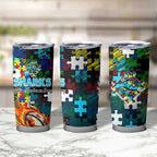 Sharks Autism Awareness Tumbler Cup Puzzle Flames Rugby Ball
