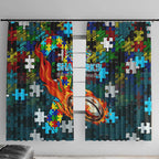 Sharks Autism Awareness Window Curtain Puzzle Flames Rugby Ball